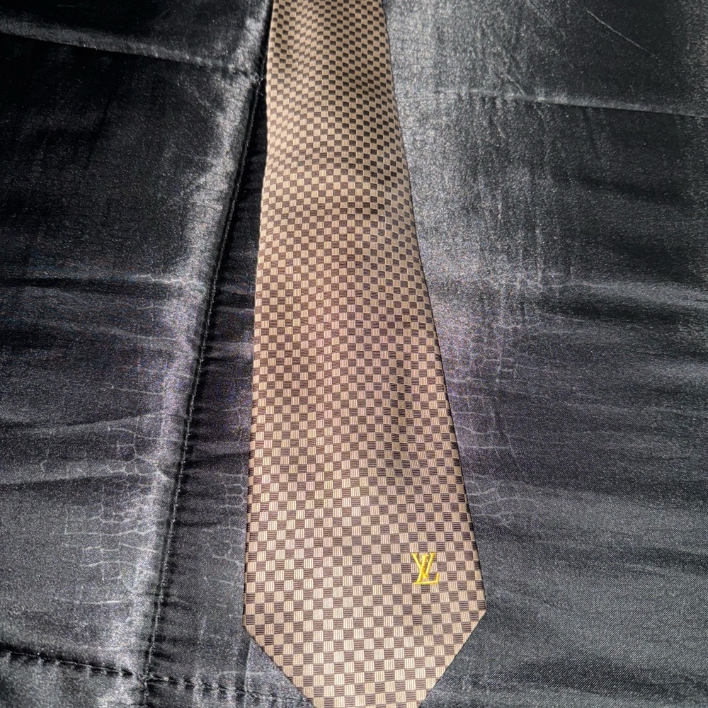 Louis Vuitton Dark Brown Checkered Tie